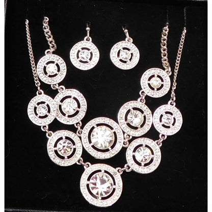 Vintage Avon Silver Tone Gemmed Gift Set (Necklace, Bracelet, Earrings)