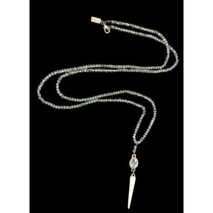 Canvas Brutalist Glam Gem And Spike Beaded Pendant Necklace