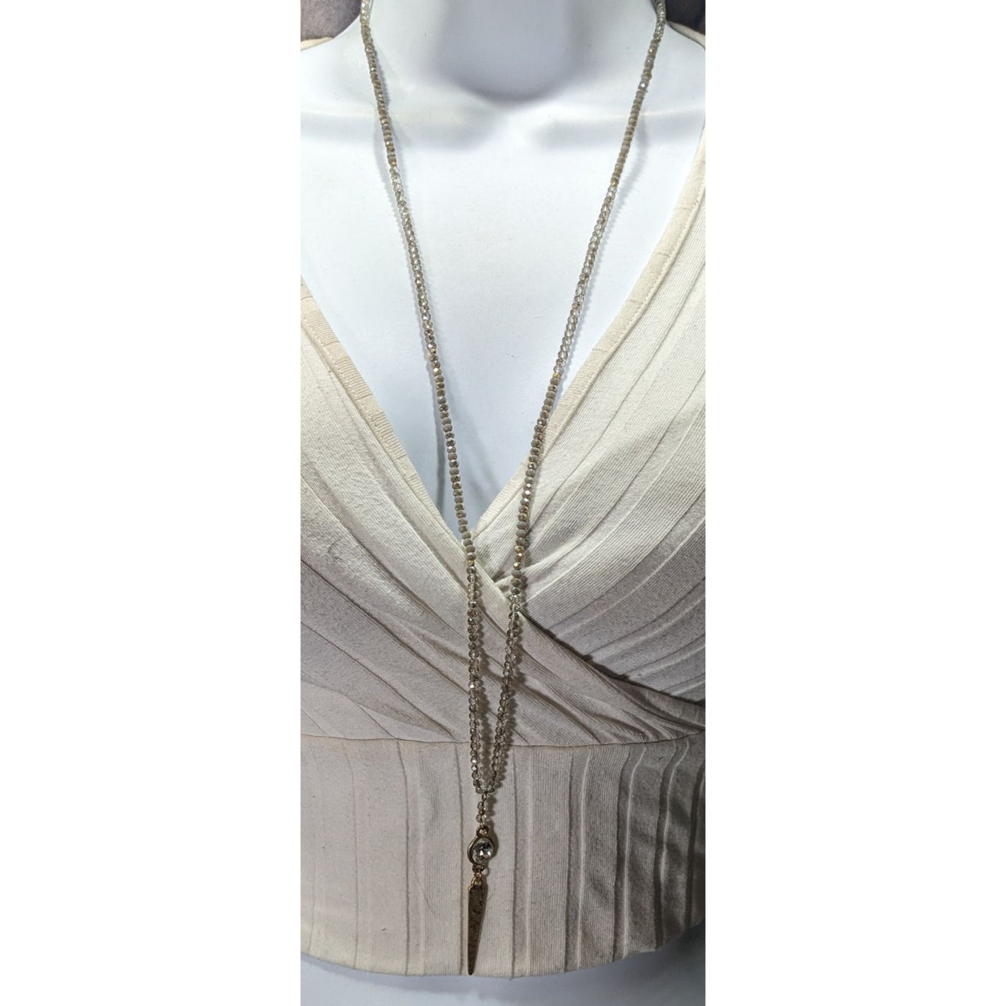 Canvas Brutalist Glam Gem And Spike Beaded Pendant Necklace