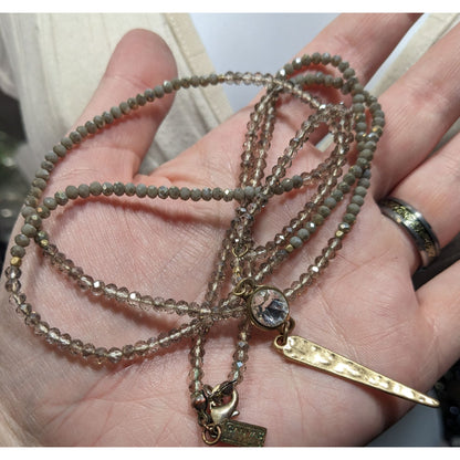 Canvas Brutalist Glam Gem And Spike Beaded Pendant Necklace