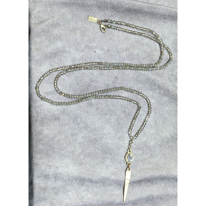 Canvas Brutalist Glam Gem And Spike Beaded Pendant Necklace