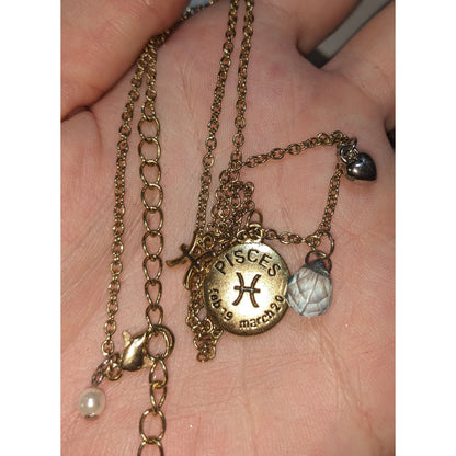 Pisces Zodiac Charm Pendant Coquette Celestial Zodiac Pisces Charm Necklace