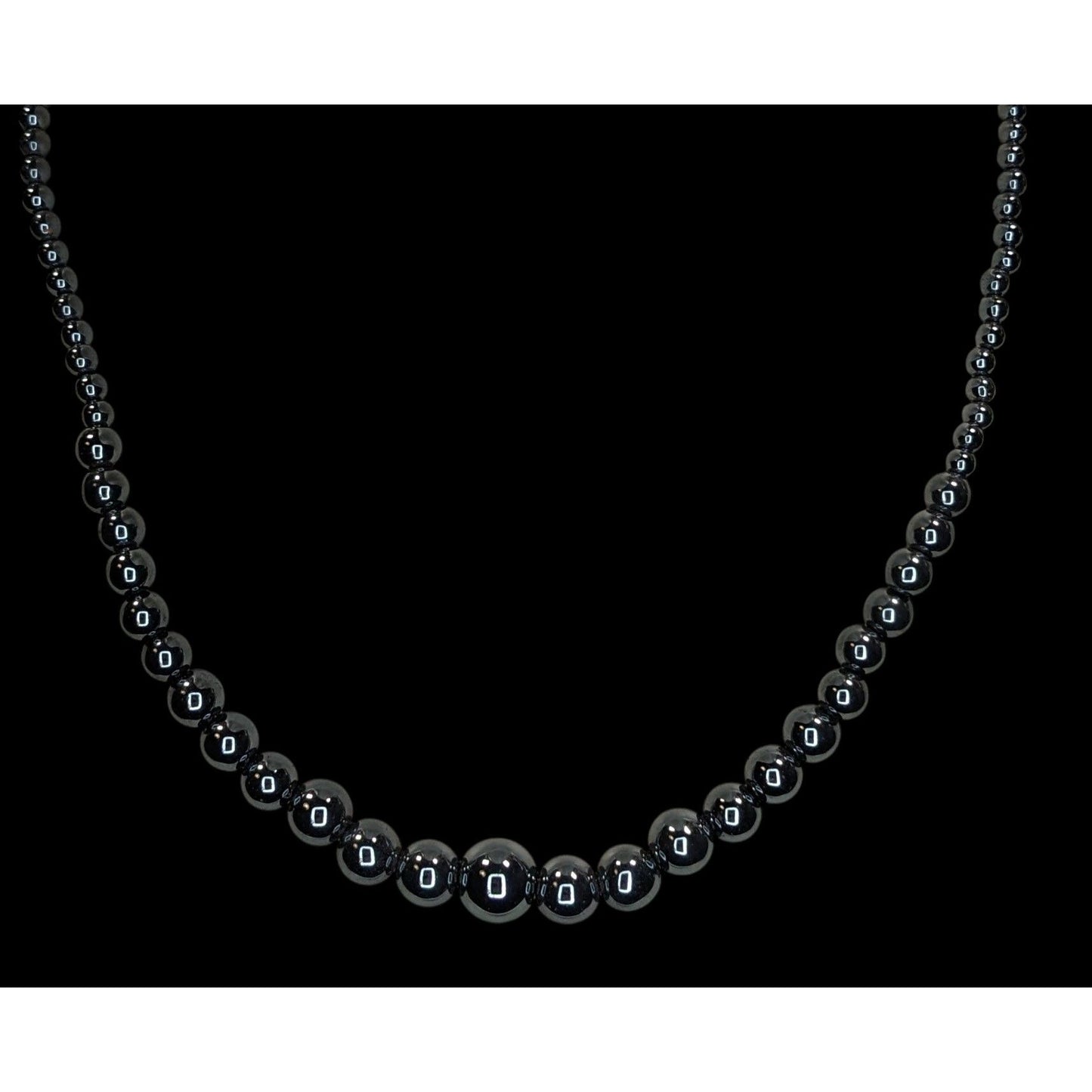 Graduated Hematite Beaded Necklace Gunmetal Dark Nature Gothic Boho Jewelry