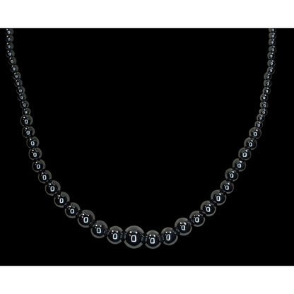 Graduated Hematite Beaded Necklace Gunmetal Dark Nature Gothic Boho Jewelry