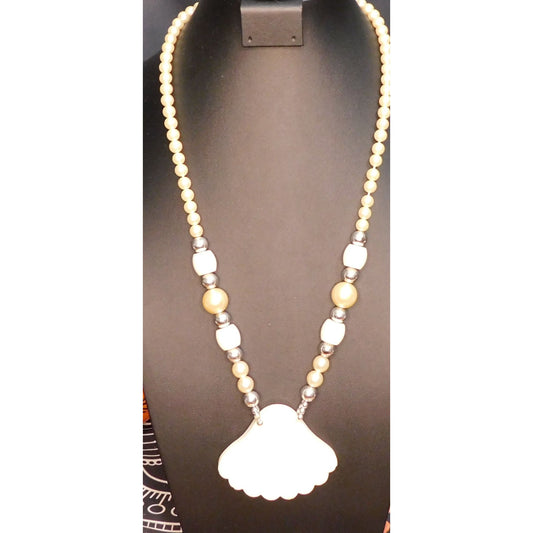 Mermaidcore Faux Pearl Seashell Pendant Necklace