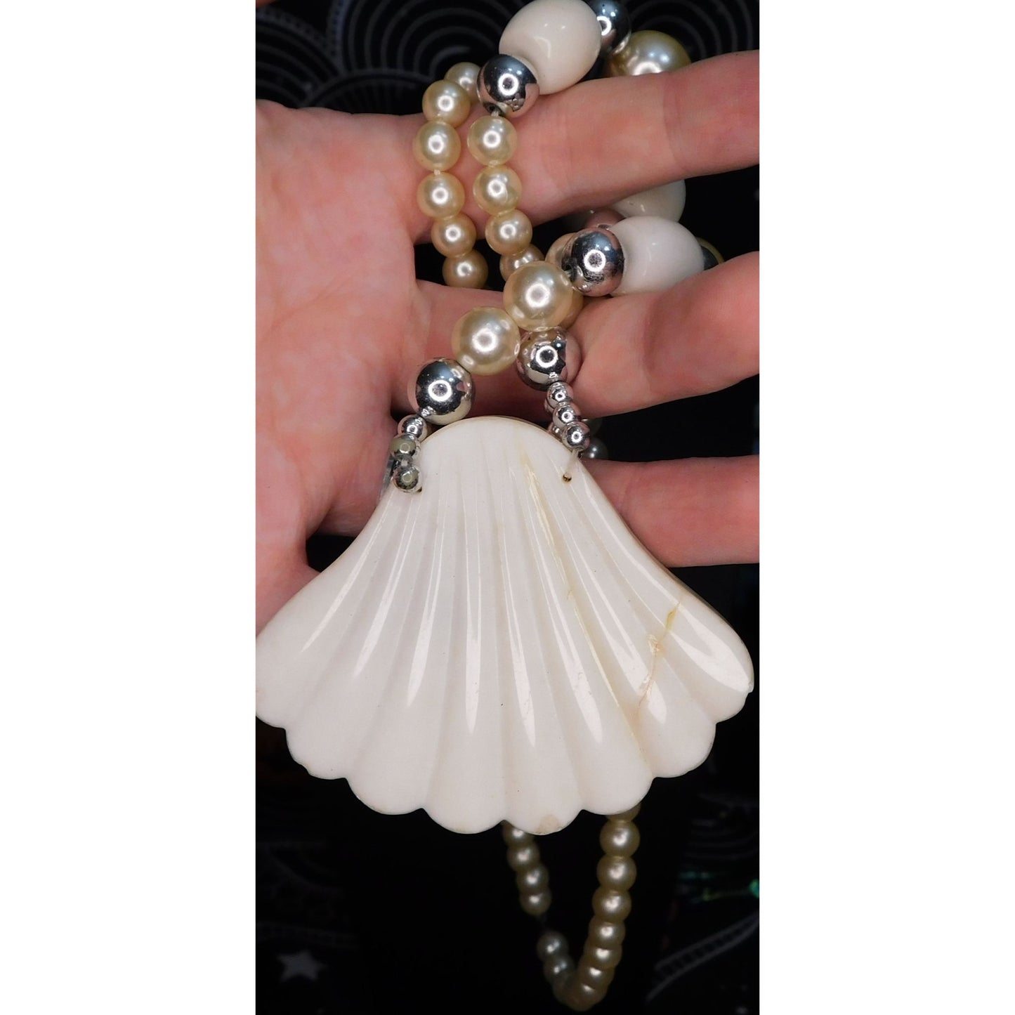 Mermaidcore Faux Pearl Seashell Pendant Necklace