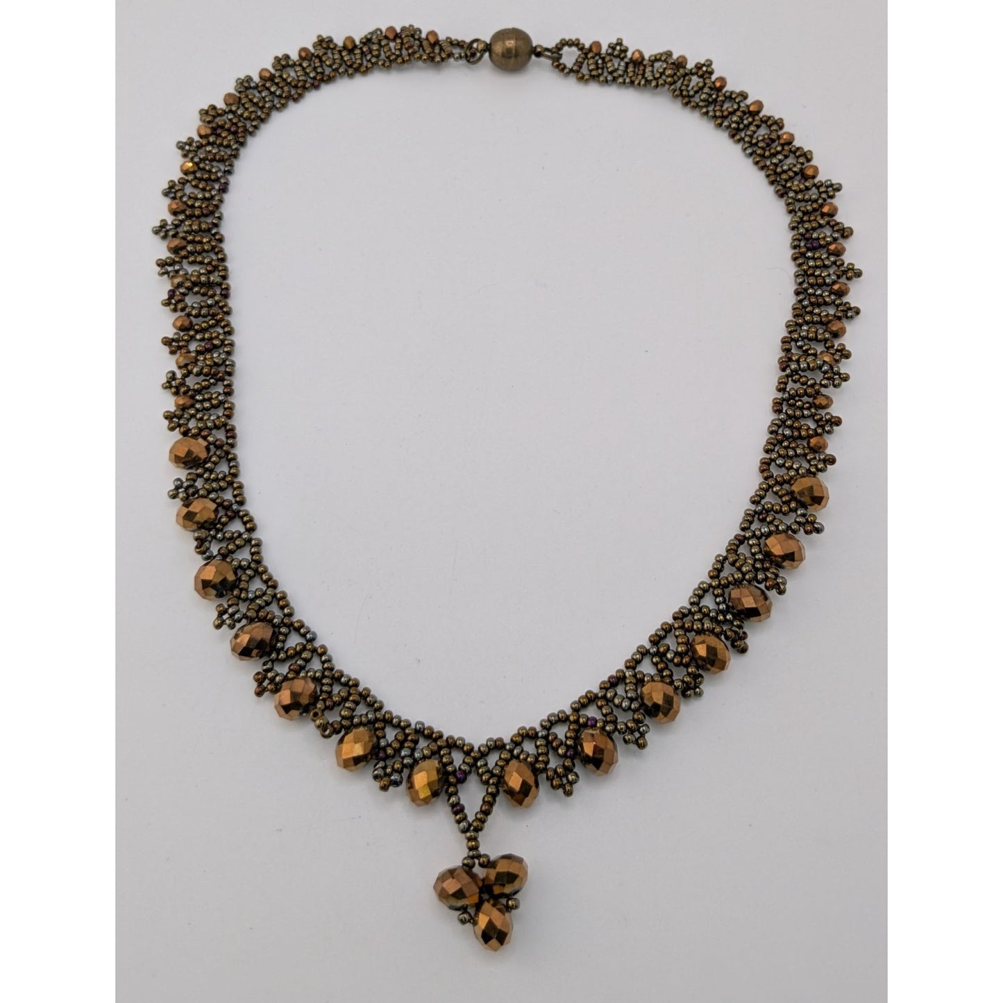 Handmade Black Faceted Beaded Necklace Double Strand Glam Goth Statement