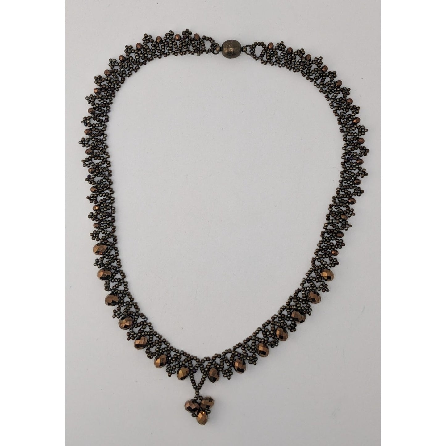 Handmade Black Faceted Beaded Necklace Double Strand Glam Goth Statement