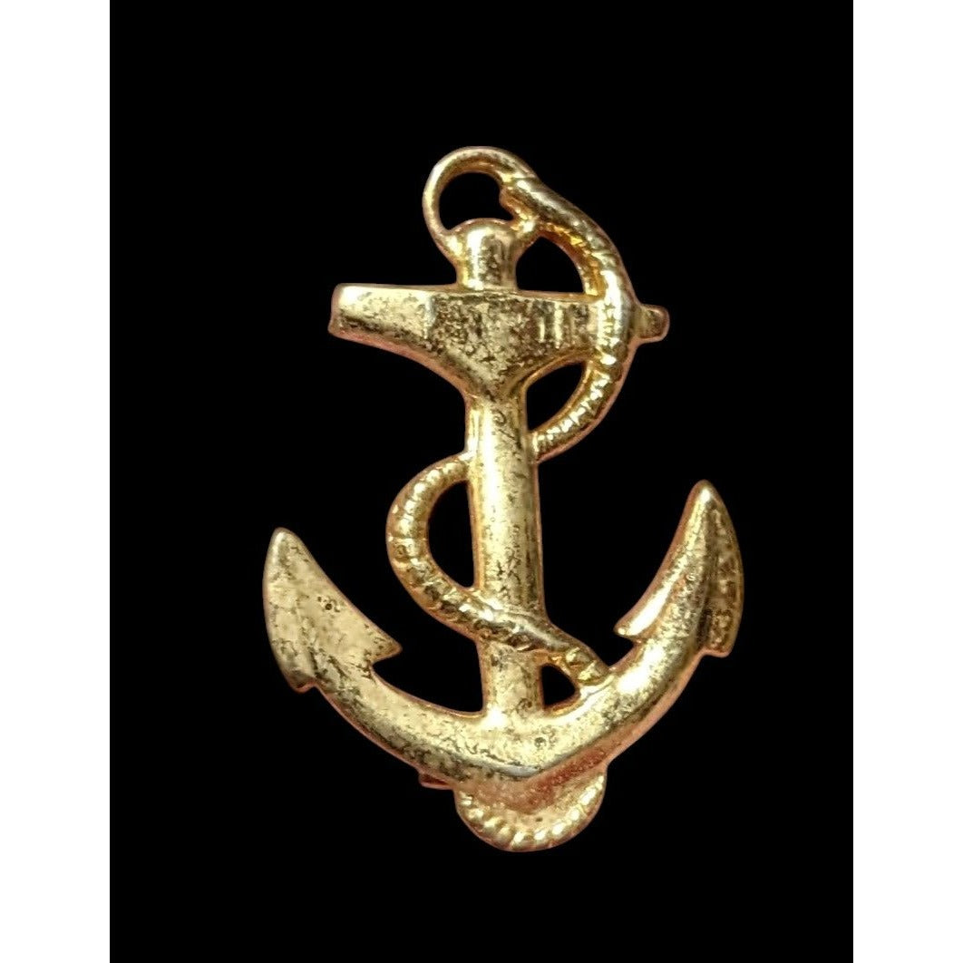 Vintage Gold Tone Nautical Anchor Brooch