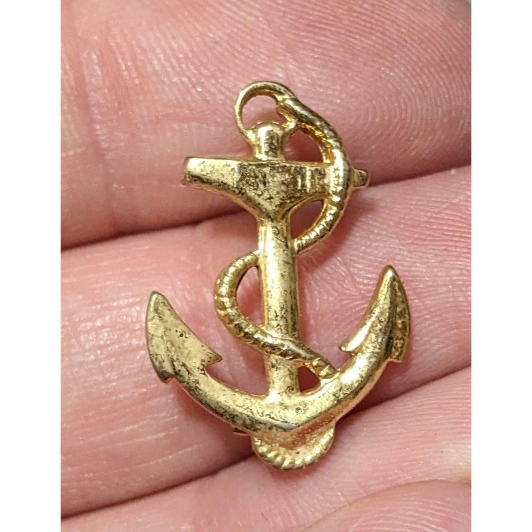 Vintage Gold Tone Nautical Anchor Brooch