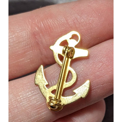 Vintage Gold Tone Nautical Anchor Brooch