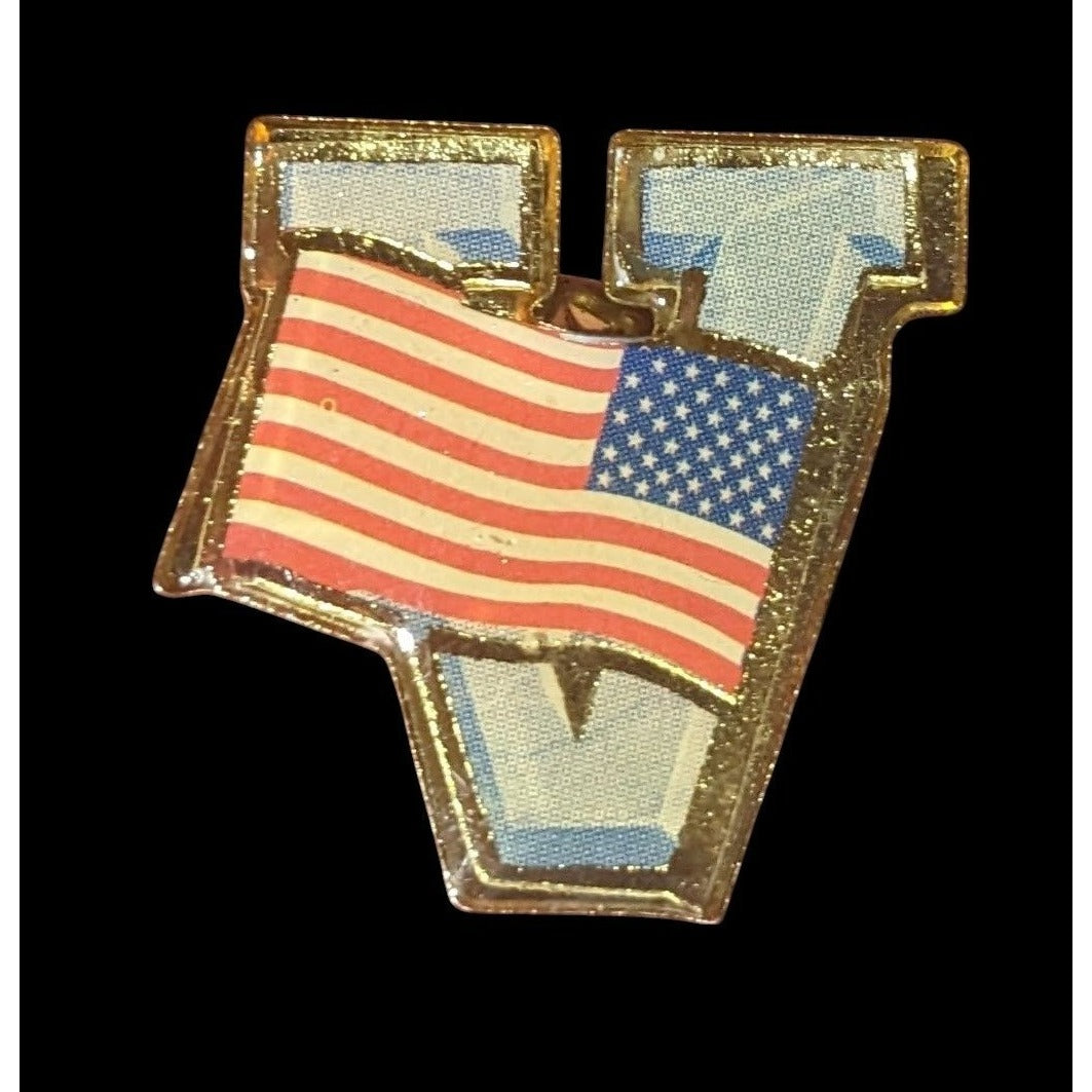 Vintage V For Victory United States Flag Lapel Pin