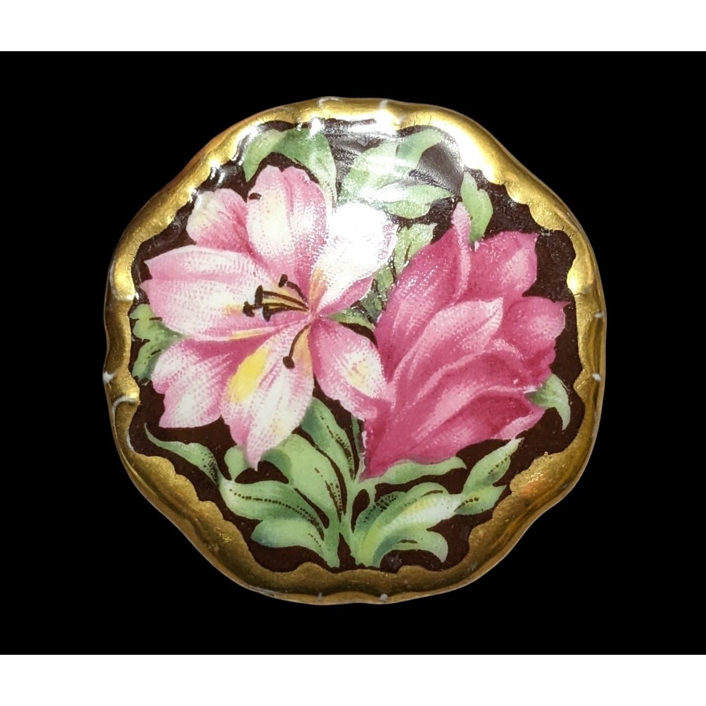 Antique 1920s German Floral Hand Painted Brooch