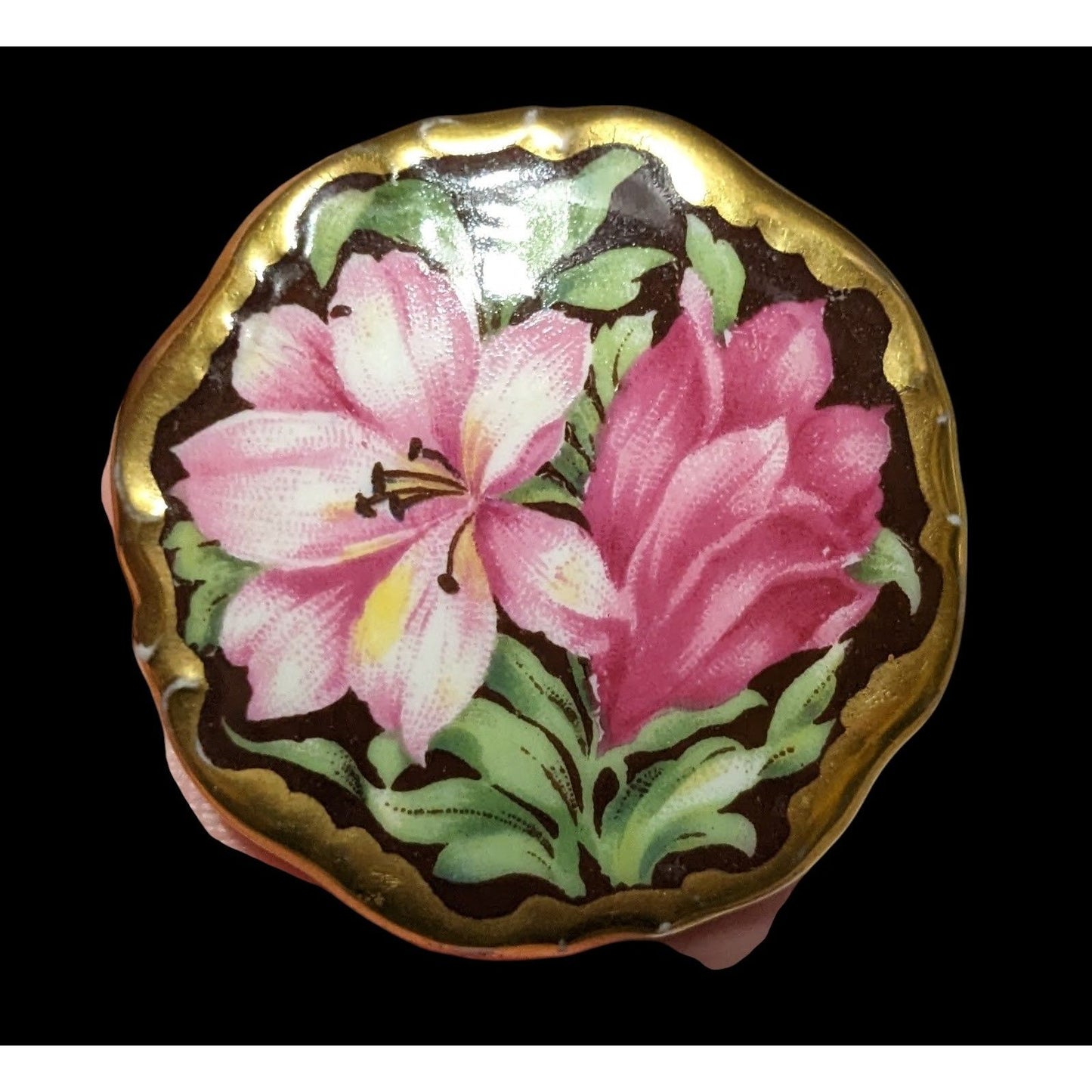 Antique 1920s German Floral Hand Painted Brooch