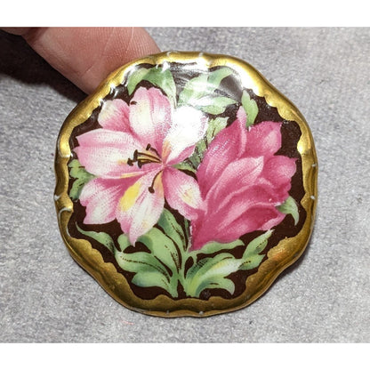 Antique 1920s German Floral Hand Painted Brooch