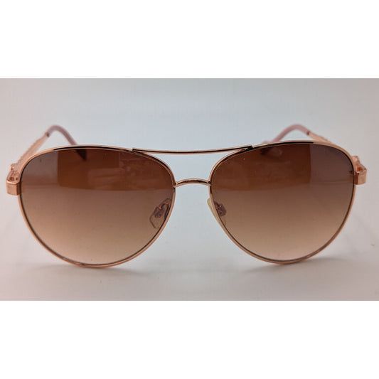 Jessica Simpson Rose Gold Aviator Sunglasses With Gradient Brown Lenses
