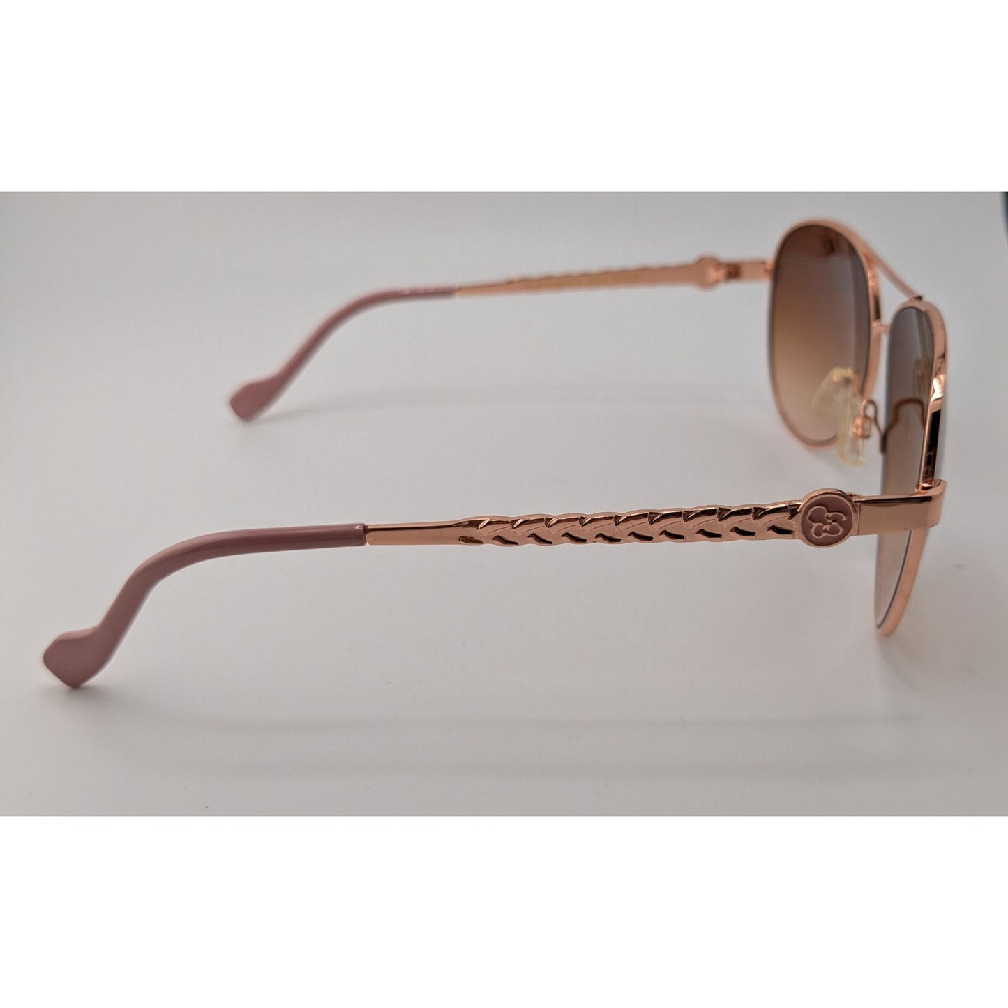 Jessica Simpson Rose Gold Aviator Sunglasses With Gradient Brown Lenses