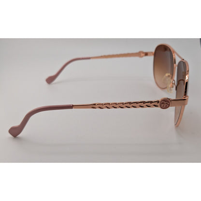 Jessica Simpson Rose Gold Aviator Sunglasses With Gradient Brown Lenses