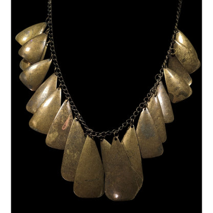 Vintage Brass Statement Necklace With Tiered Teardrop Charms