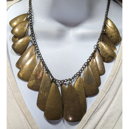 Vintage Brass Statement Necklace With Tiered Teardrop Charms