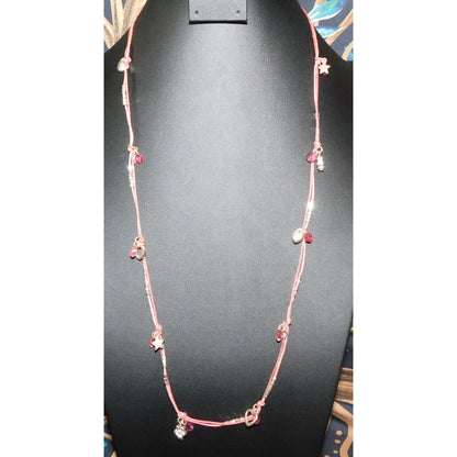 Aeropostale Preppy Pink And Silver Tone Charm Necklace