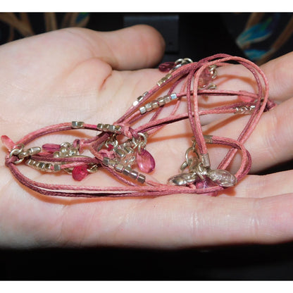 Aeropostale Preppy Pink And Silver Tone Charm Necklace