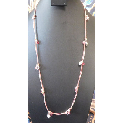 Aeropostale Preppy Pink And Silver Tone Charm Necklace