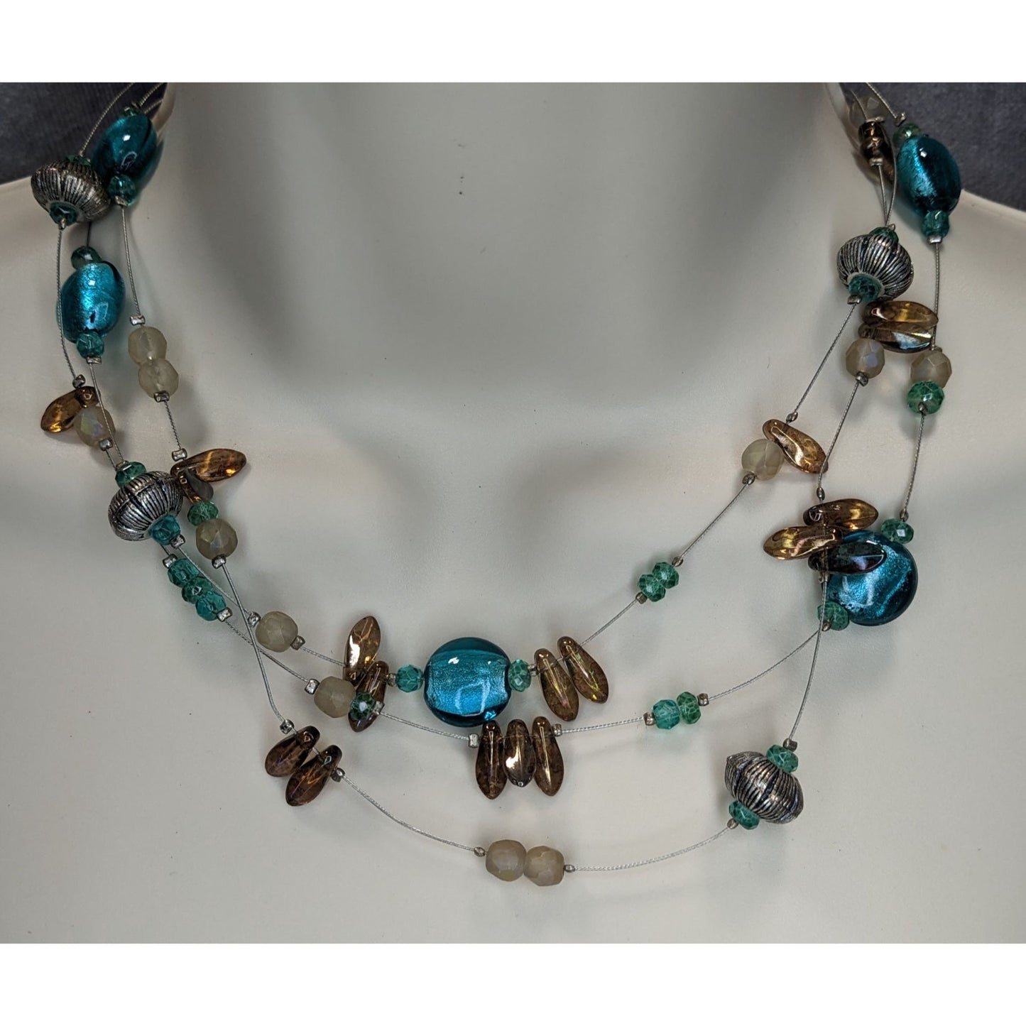 Vintage Chicos Multistrand Floating Glass Beaded Necklace
