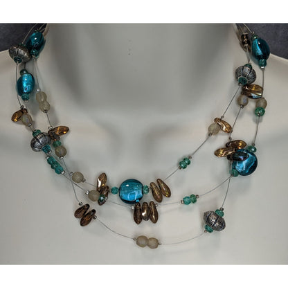 Vintage Chicos Multistrand Floating Glass Beaded Necklace