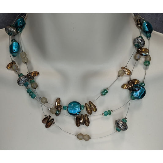 Vintage Chicos Multistrand Floating Glass Beaded Necklace