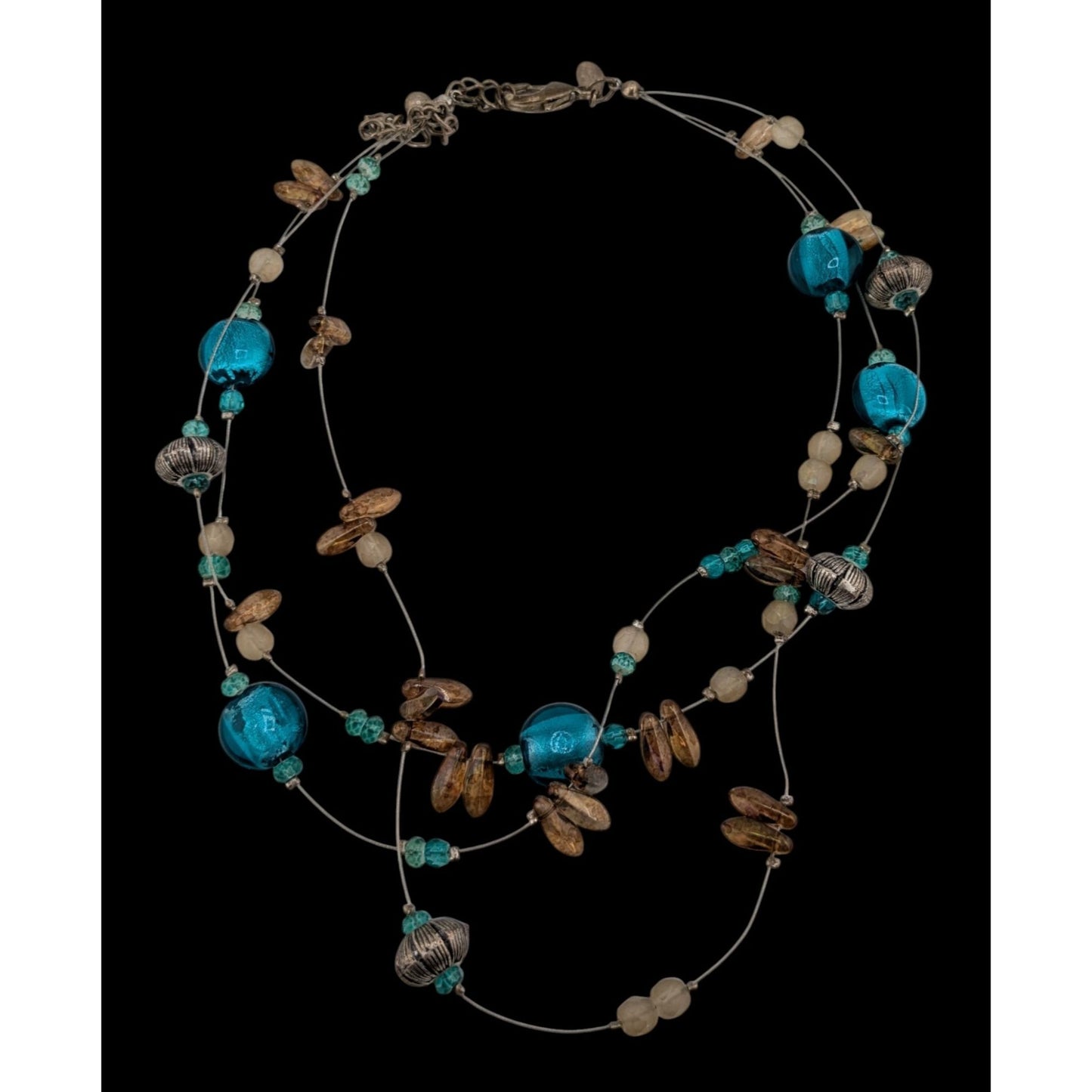 Vintage Chicos Multistrand Floating Glass Beaded Necklace
