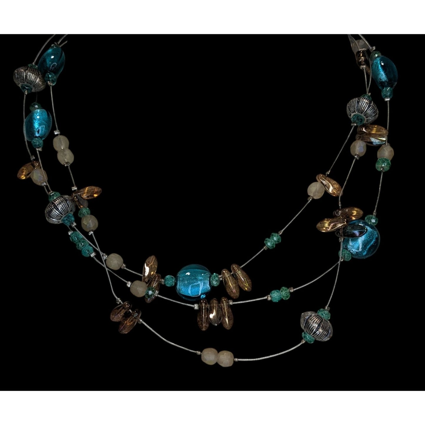 Vintage Chicos Multistrand Floating Glass Beaded Necklace