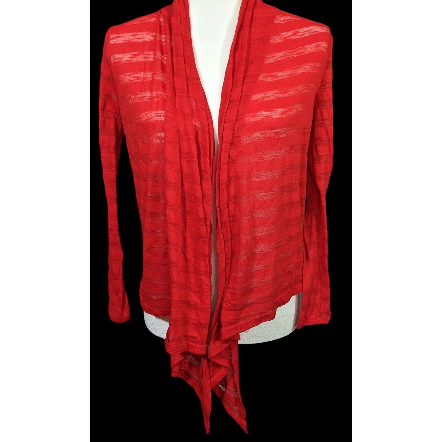 Y2K Coquette Crochet Heart Back Red Striped Cardigan