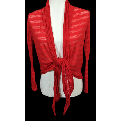 Y2K Coquette Crochet Heart Back Red Striped Cardigan