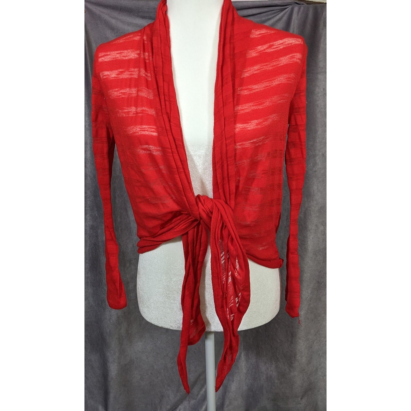 Y2K Coquette Crochet Heart Back Red Striped Cardigan