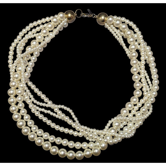 Vintage Casual Corner Multilayer Faux Pearl Necklace