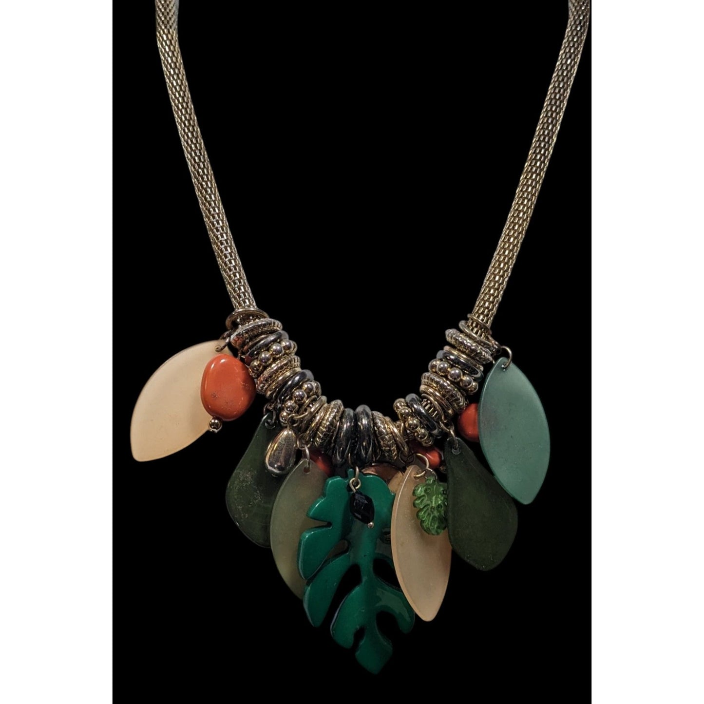 Tropical Jungle Chunky Leaf Charm Necklace