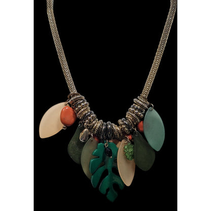 Tropical Jungle Chunky Leaf Charm Necklace
