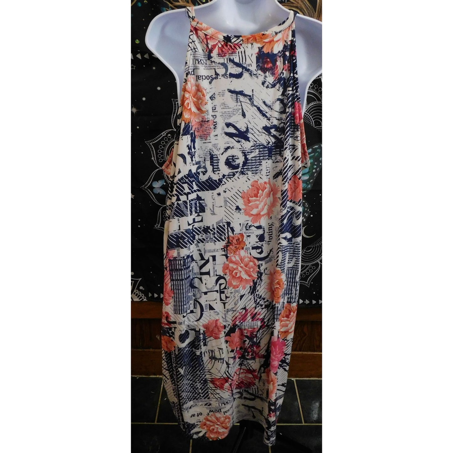 Love Brand Floral Print Strapless Midi Dress