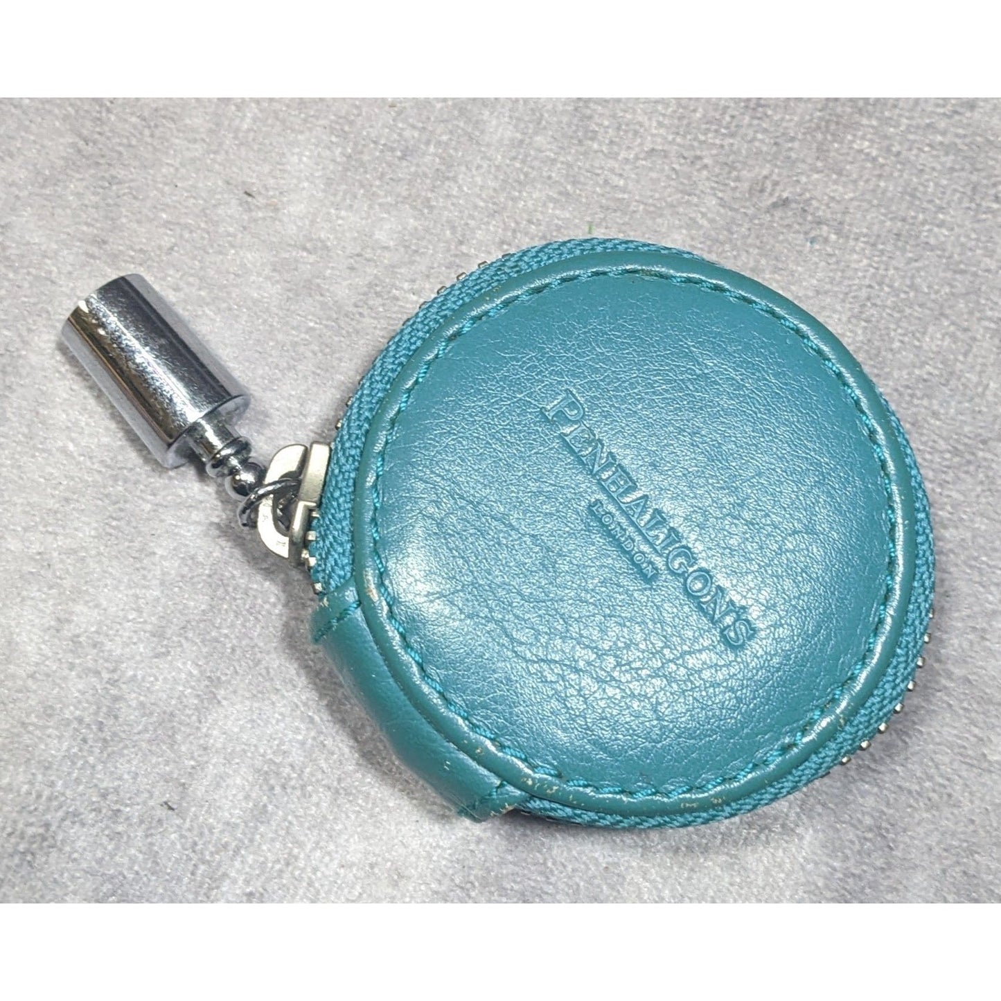 Vintage Penhaligon's Of London Round Blue Zipper Coin Purse