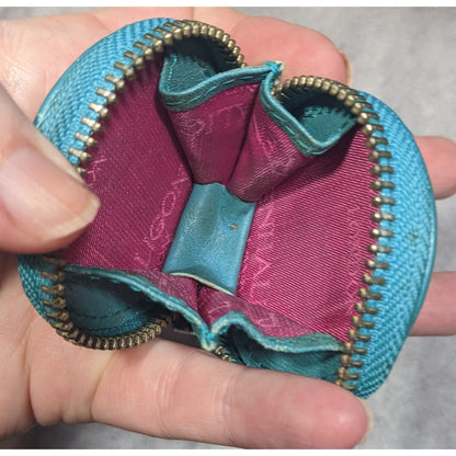 Vintage Penhaligon's Of London Round Blue Zipper Coin Purse