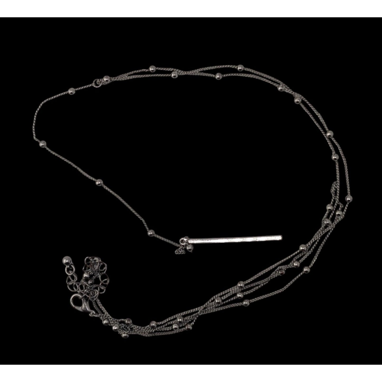 Minimalist Y2K Silver Layered Lariat Necklace Long Satellite Chain Bar Pendant
