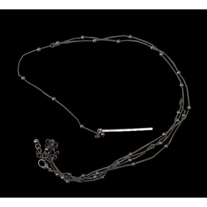 Minimalist Y2K Silver Layered Lariat Necklace Long Satellite Chain Bar Pendant
