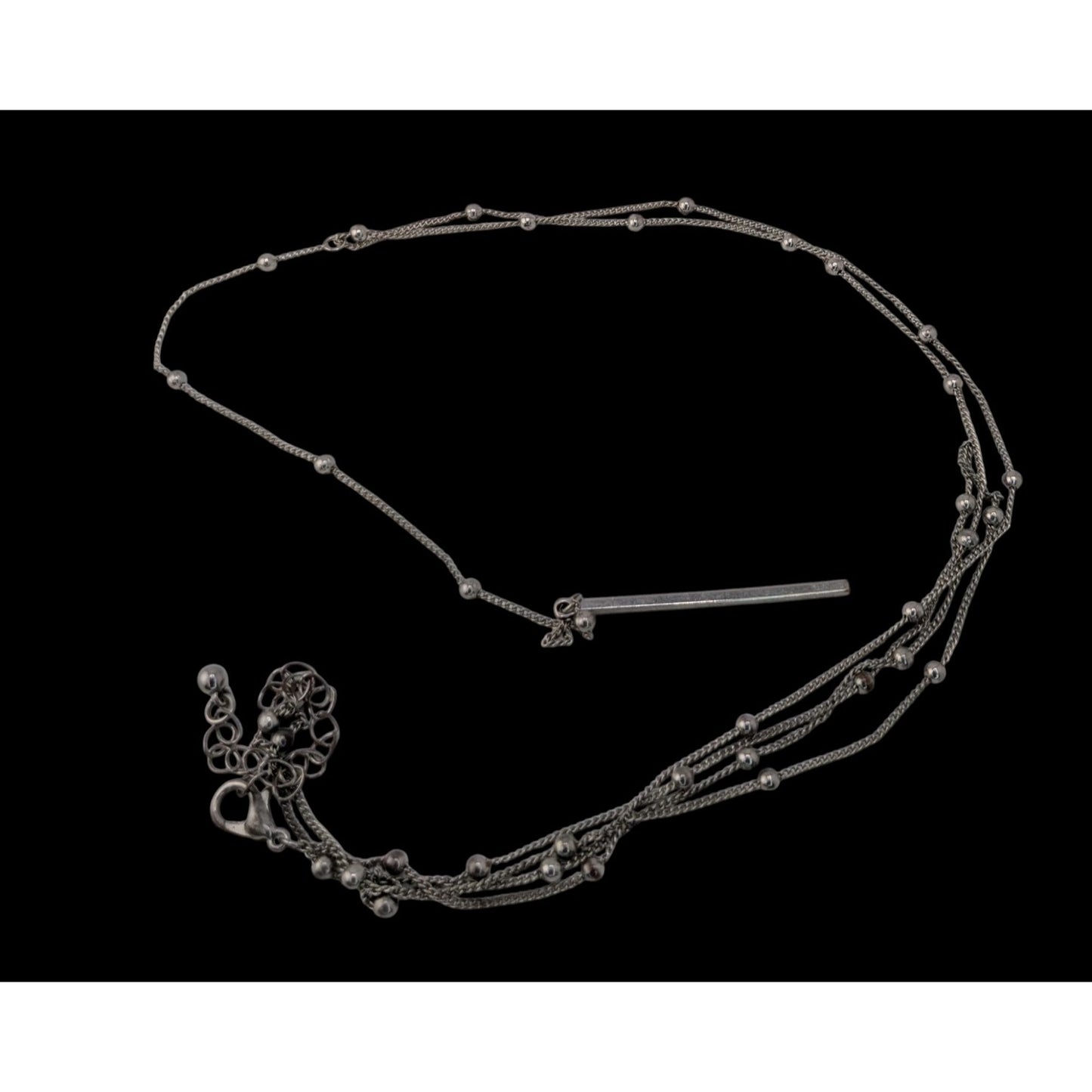 Minimalist Y2K Silver Layered Lariat Necklace Long Satellite Chain Bar Pendant