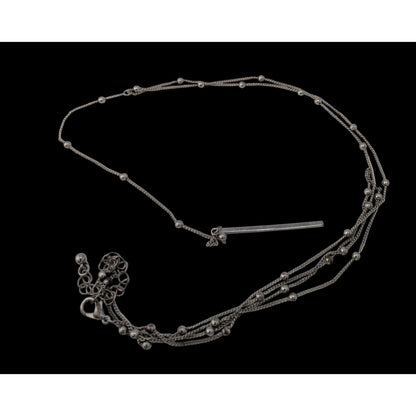 Minimalist Y2K Silver Layered Lariat Necklace Long Satellite Chain Bar Pendant