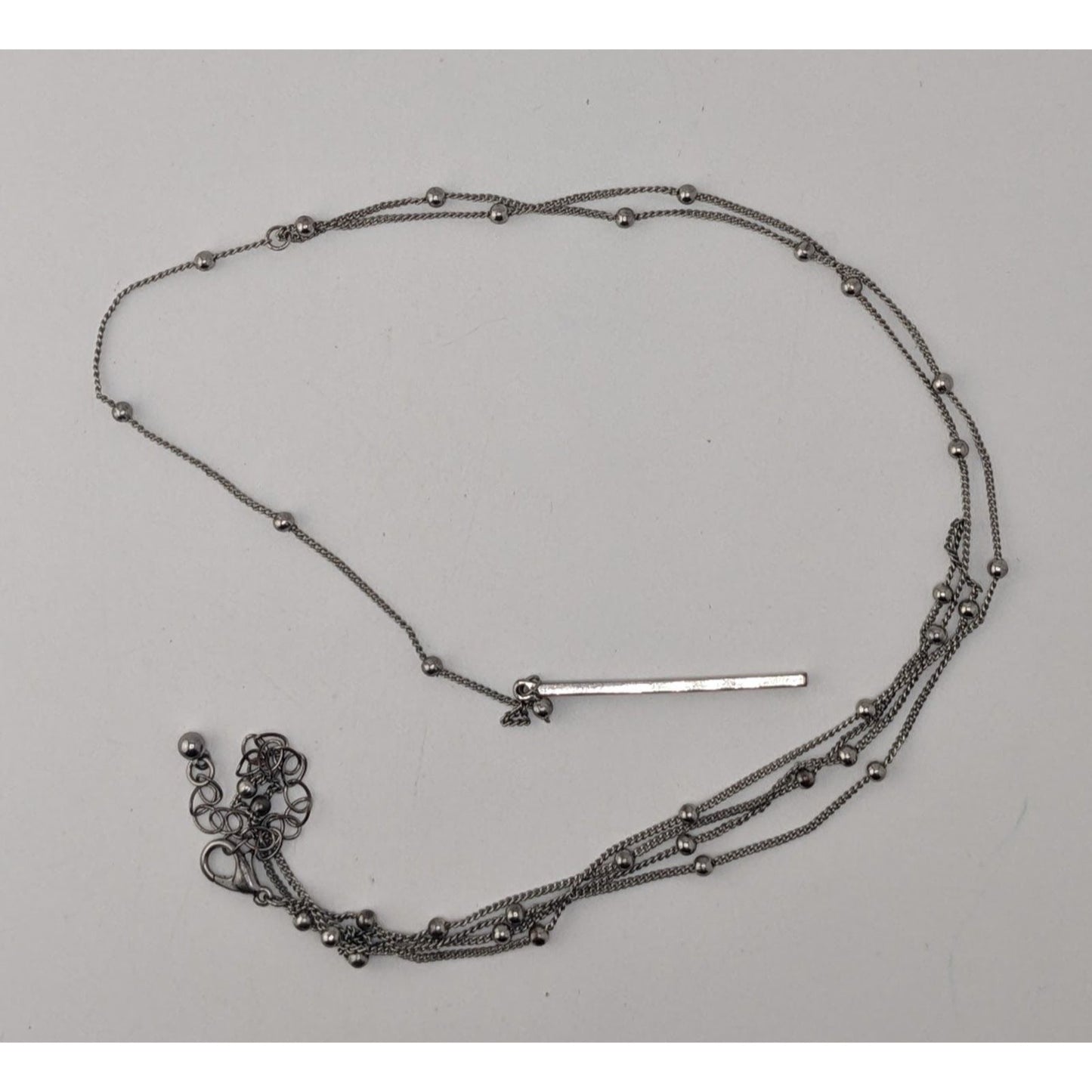 Minimalist Y2K Silver Layered Lariat Necklace Long Satellite Chain Bar Pendant