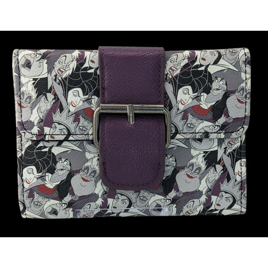 Disney Loungefly Villains Wallet 5.5x4 Simulated Leather Purple Snap Closure