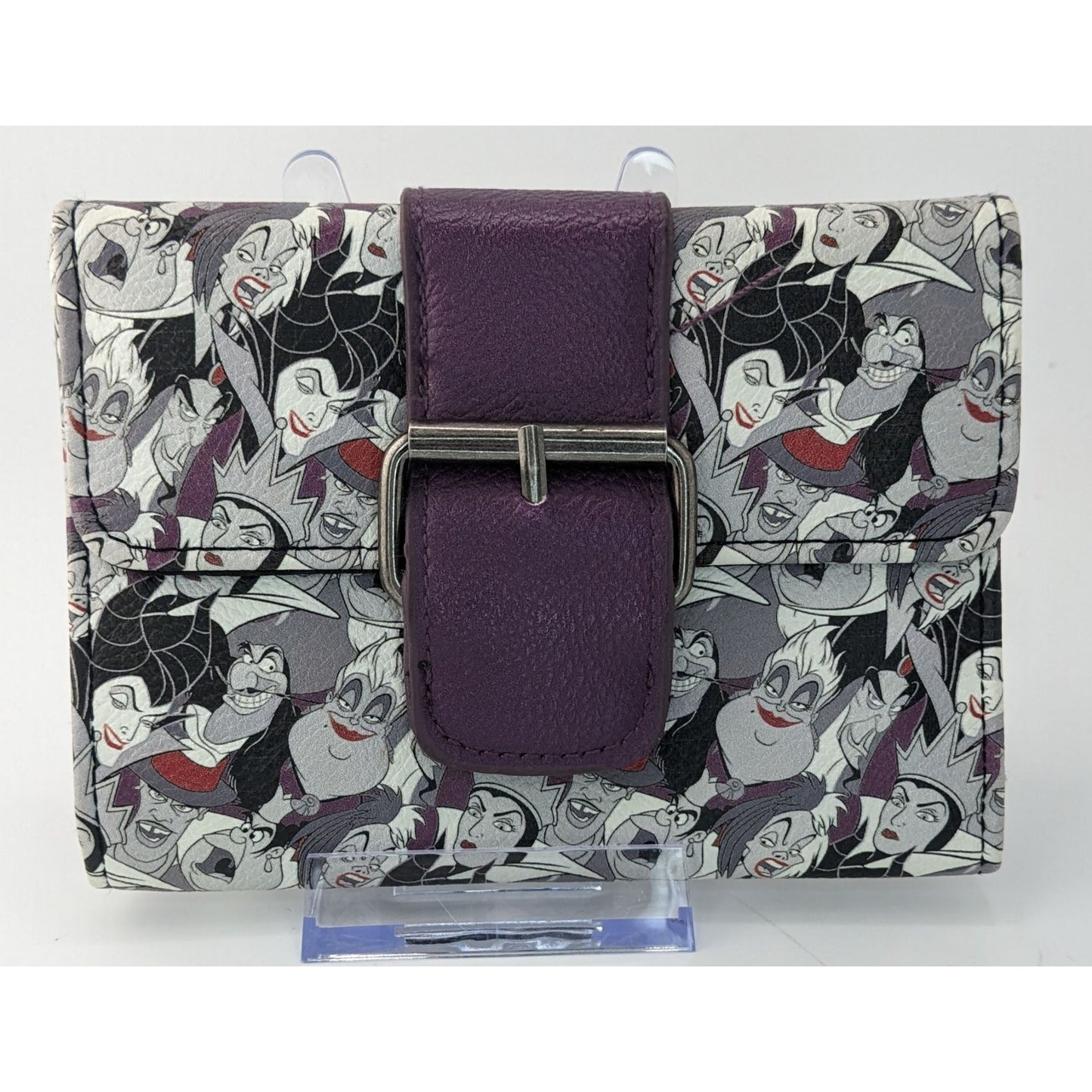 Disney Loungefly Villains Wallet 5.5x4 Simulated Leather Purple Snap Closure