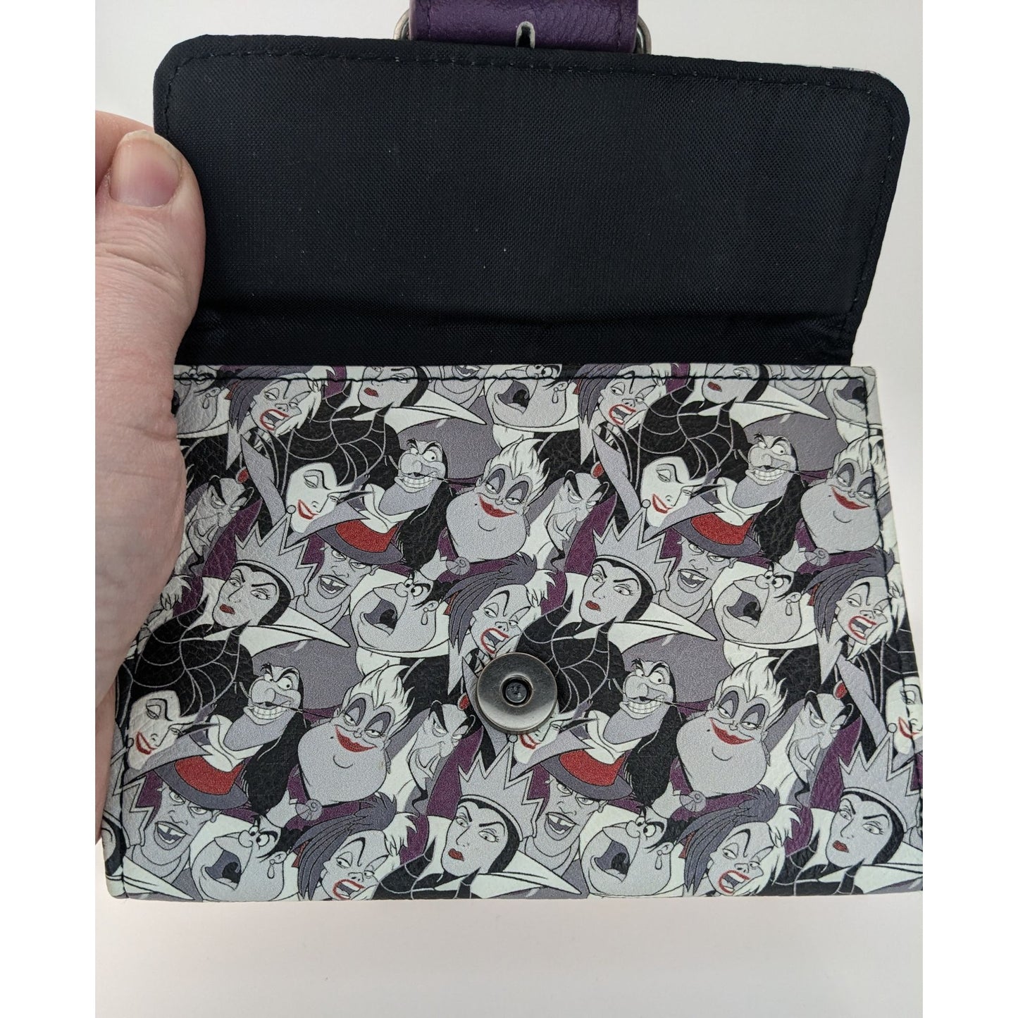 Disney Loungefly Villains Wallet 5.5x4 Simulated Leather Purple Snap Closure