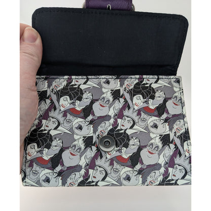 Disney Loungefly Villains Wallet 5.5x4 Simulated Leather Purple Snap Closure